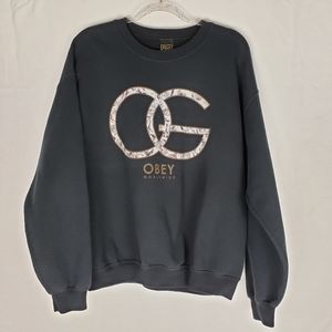 Obey floral OG graphic crewneck sweater size large